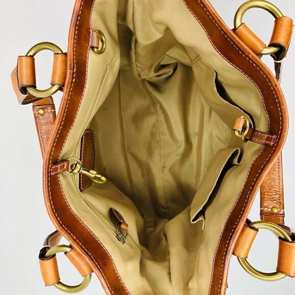 COACH #10002 Gold & Patchwork Leather Trim Tote / Shoulder Bag - Picture 6 of 14